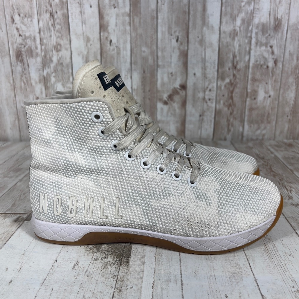 NOBULL High Top Trainer White Camo SuperFabric Gum Sole Womens 8.5 Mens 7